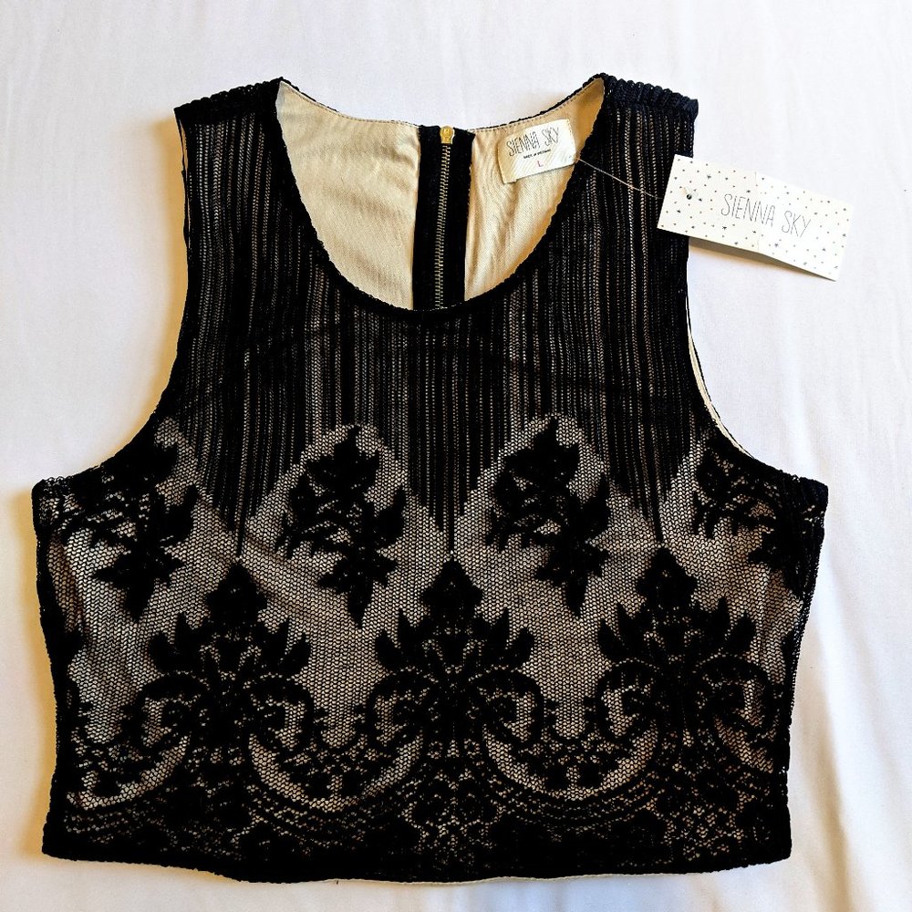 Black lace crop